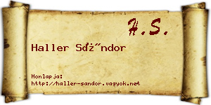 Haller Sándor névjegykártya